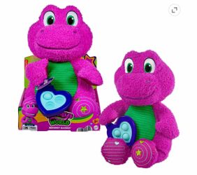 New Fisher-Price Barney's World Sensory Barney Plush Toy with Fidget Activity for Toddlers
