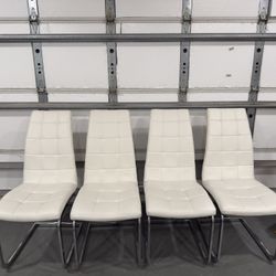 4 Modern White Dinning Room Chairs 