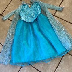 Girls Disney Parks Frozen Elsa Dress With Cape Size Medium 