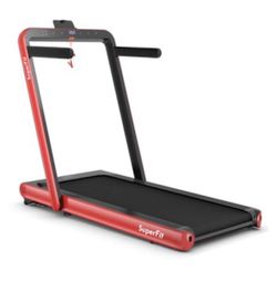 Costway - 4.75HP 2 In 1 Folding Treadmill W/Remote APP Control - Red