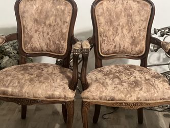Vintage Upholstered Arm Chairs – Matching Pair