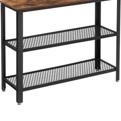 40" Industrial Console Table, 3 Tier Entryway Table with Storage Shelf
