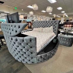 😴 NUEVA!! Cama Con Chimenea LED y Lift De Televisión EN CAJA 📦