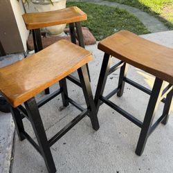 Set (3) Wooden Barstools