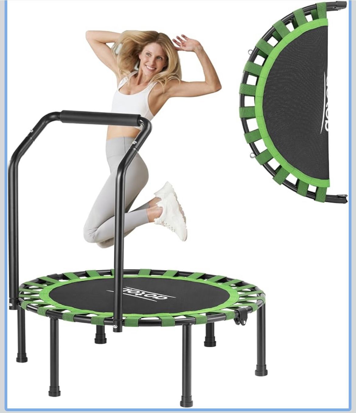 AOTOB 40/48" Fitness Trampoline for Adult, Max Load 450 LBS, Foldable Mini Trampoline with Durable Bungees,Small Rebounder Exercise Trampoline with Ba
