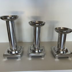 Candle Holders Silver metal From Pottery Barn (3)
