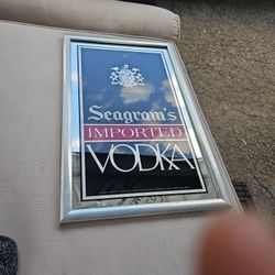 SEAGRAM'S IMPORTED VODKA Framed Mirror Sign 21" by 13.5