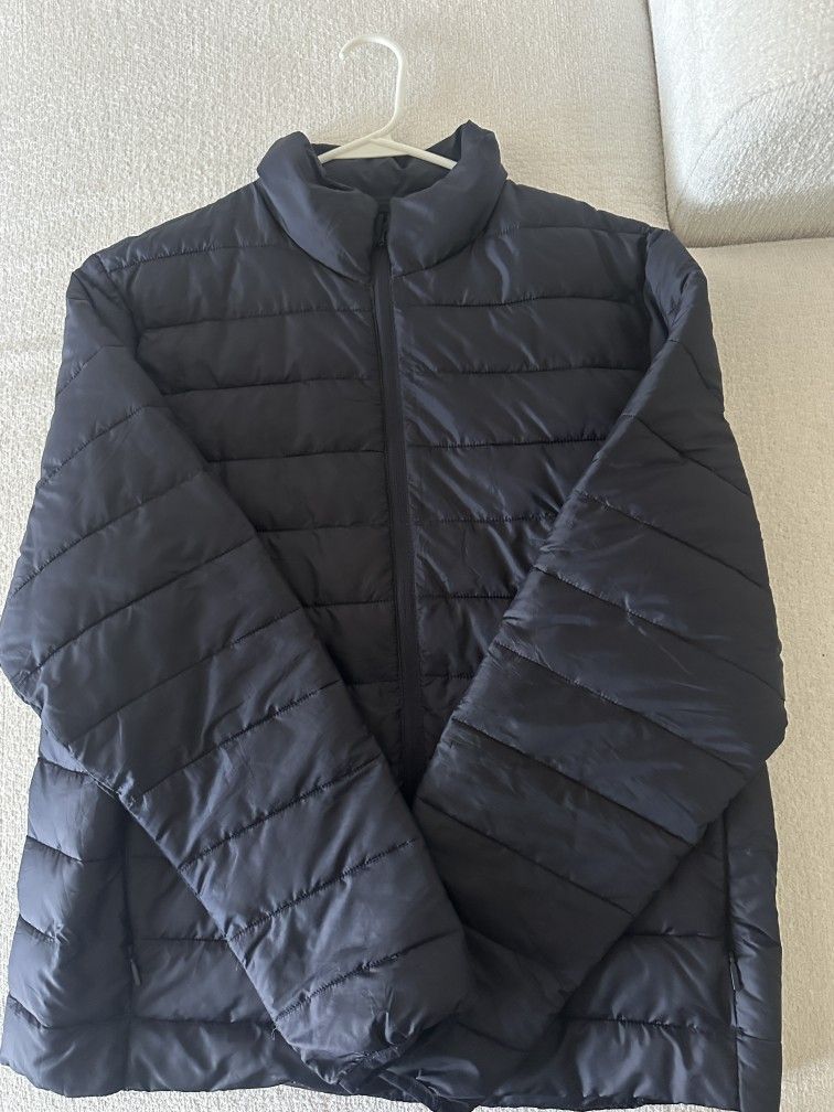 H&M Black Puffer Jacket with Quilted Design