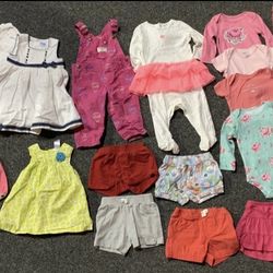 20 Piece Girls 9 Month Spring Summer Clothing Lot bundle - dress Overalls Onesies Pants Skirt Hoodie Shorts