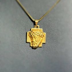 14k solid yellow gold Jesus head Pendant charm