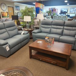 New Genuine Leather Reclining Sofa Loveseat Set