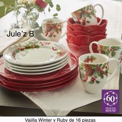Vajilla Winter Y Ruby De 16 Piezas Nuevas En Sus Cajas 