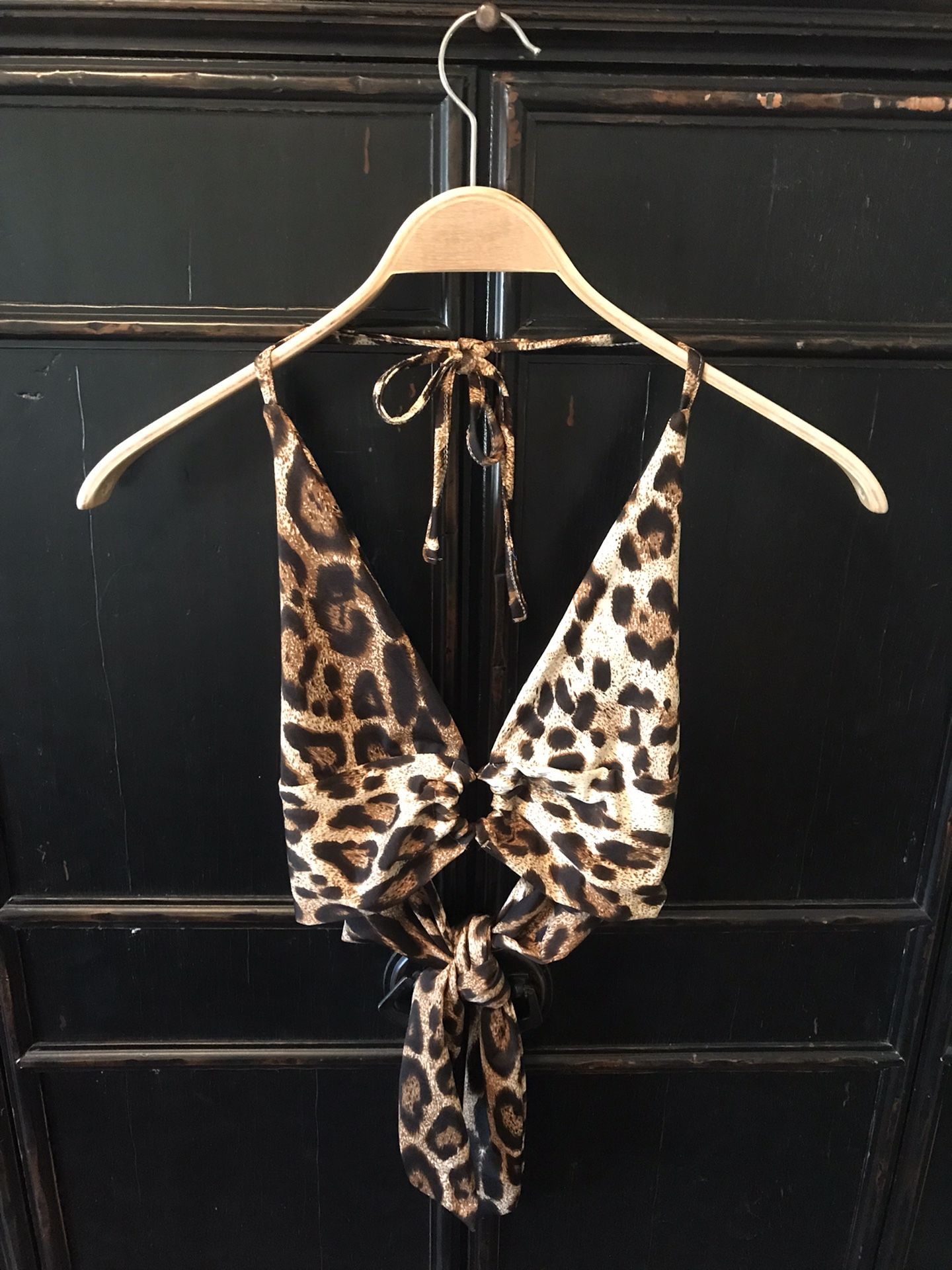 Leopard Tie-back Halter Top Size M New. In package. $10