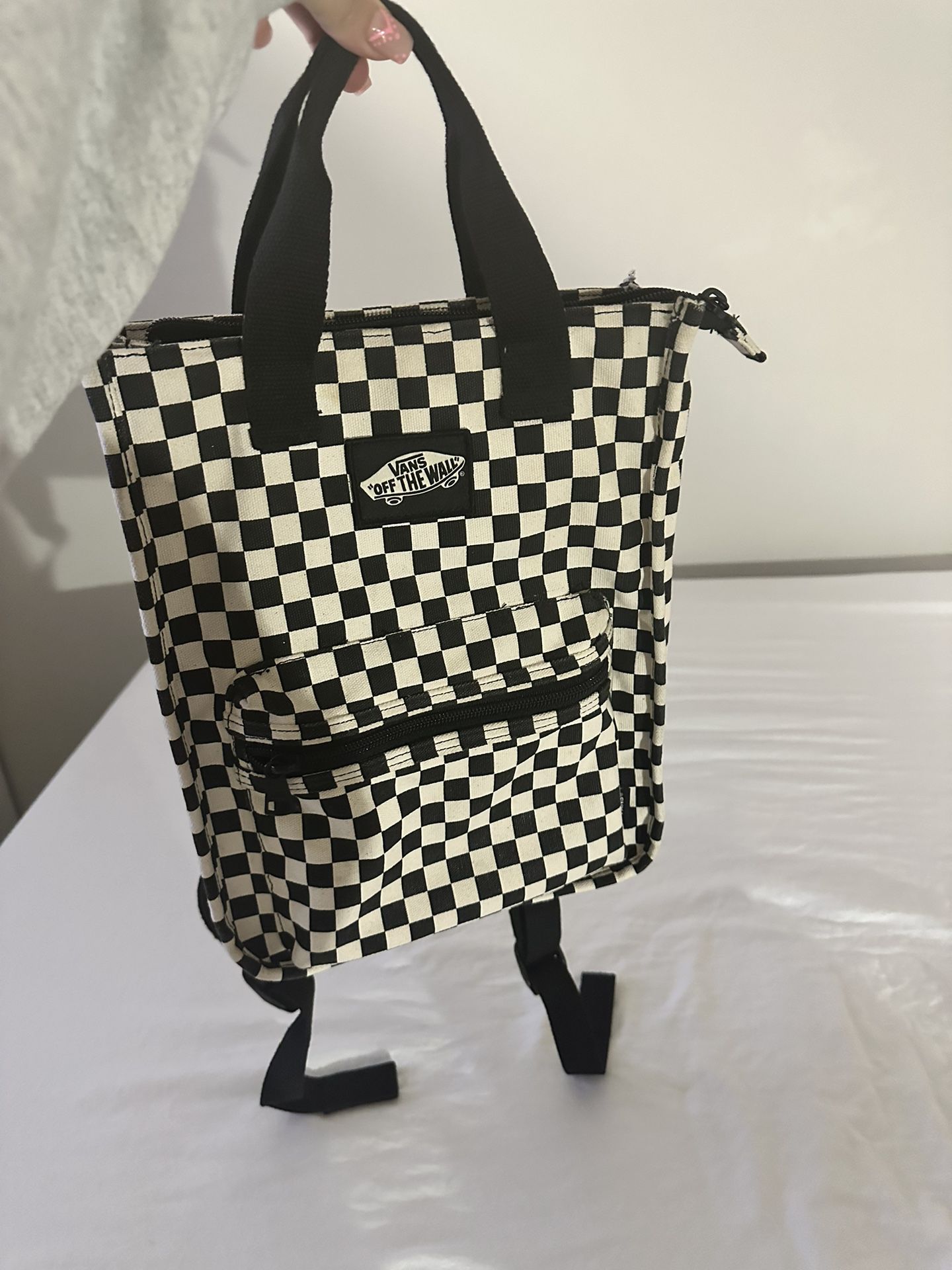 Checkered Vans in Black and White Tote Bag