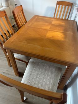 Wood Dining Table with 4 Chairs