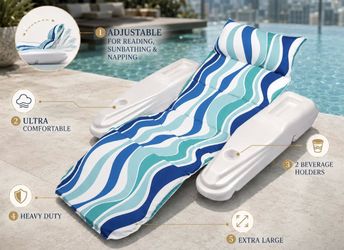 Adjustable Pool Float Lounger with Beverage Holders
