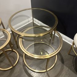 Double Coffee Table Gold And Glass 