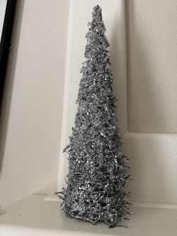 Silver Glitter Cone Christmas Tree Decoration