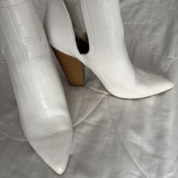 White Faux Leather Booties Size 9