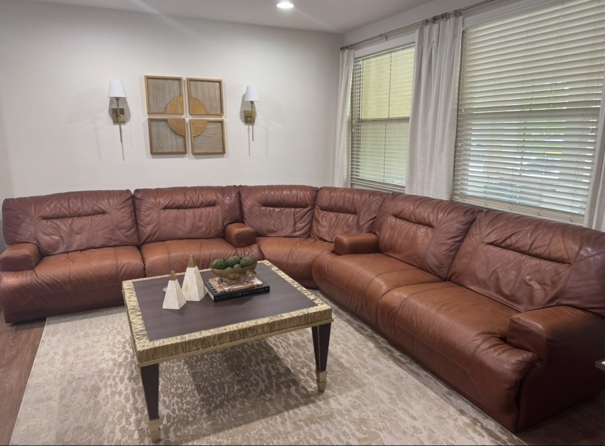 Macy's Genuine Leather Sectional Sofa