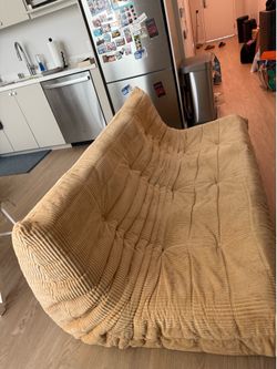 Yellow Tanish memory foam three seater floor seated couch