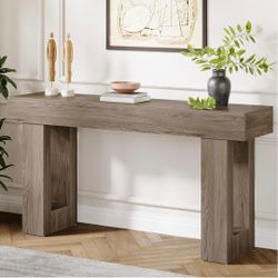 Console Table, 63-Inch Long Narrow Sofa Table Behind The Couch, Wooden Rectangular Entryway Table for Entrance, Hallway, Living Room (Grey)
