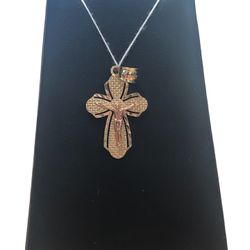 14k Two-tone Crucifix Pendent