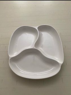 16” White Ceramic 3-Section Divided Plate