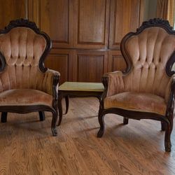 Pair Of Kimball Reproduction Victorian Style Arm Chairs