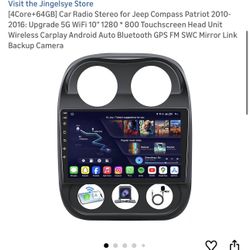 [4Core+64GB] Car Radio Stereo for Jeep Compass Patriot 2010-2016: Upgrade 5G WiFi 10" 1280 * 800 Touchscreen Head Unit Wireless Carplay Android Auto B