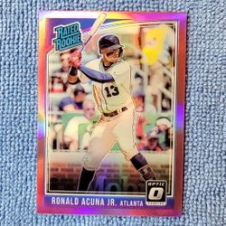 Ronald Acuna 2018 Pink Rated Rookie Optic Panini Prizm No. 63 Atlanta Braves 