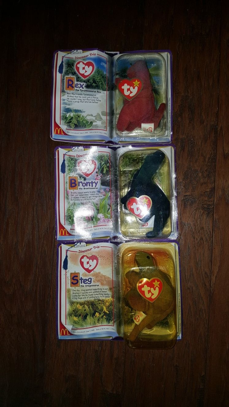 McDonald's Ty Beanie Babies dinosaur Trio collection of 3