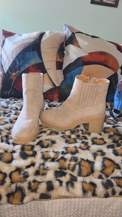 Beige Suede Platform Chelsea Ankle Boots