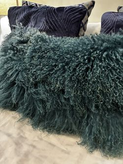 Real Mongolian Sheep Fur Lumber Pillow From Zgallerie