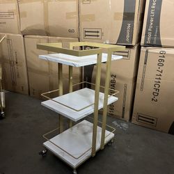 Barberpub Utility Manicure Trolley Metal Storage Rolling Barber Cart With Wheels Multi-purpose Rack Heavy-Duty Trolley 2033