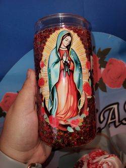 Virgen snowglobe tumbler