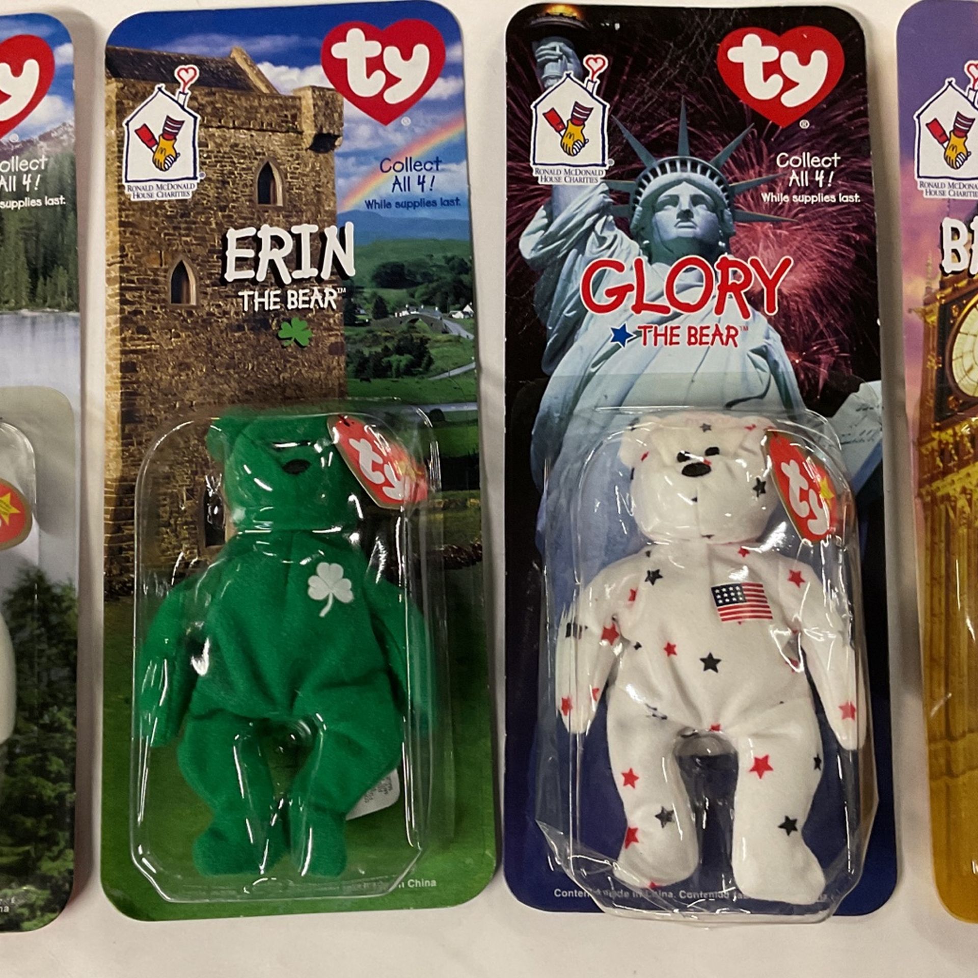 1999 McDonald’s TY Beanie Babies International Bears RARE Set Of 4 Never Opened