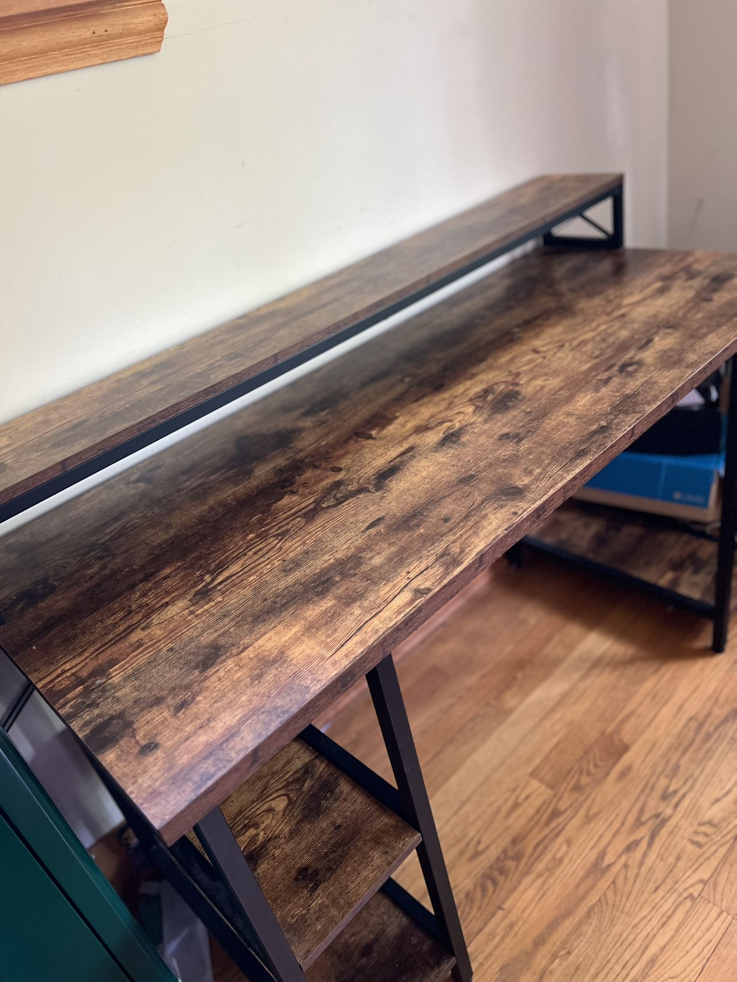Wooden Desk With Top Shelf