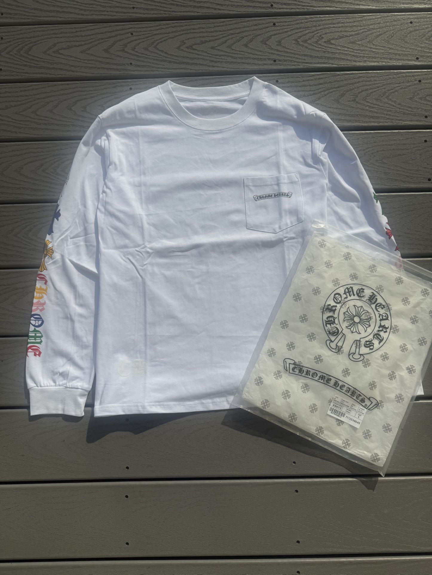 White Chrome Heart Long Sleeve