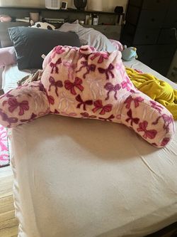 Pink Bow Print Reading Pillow with Arms