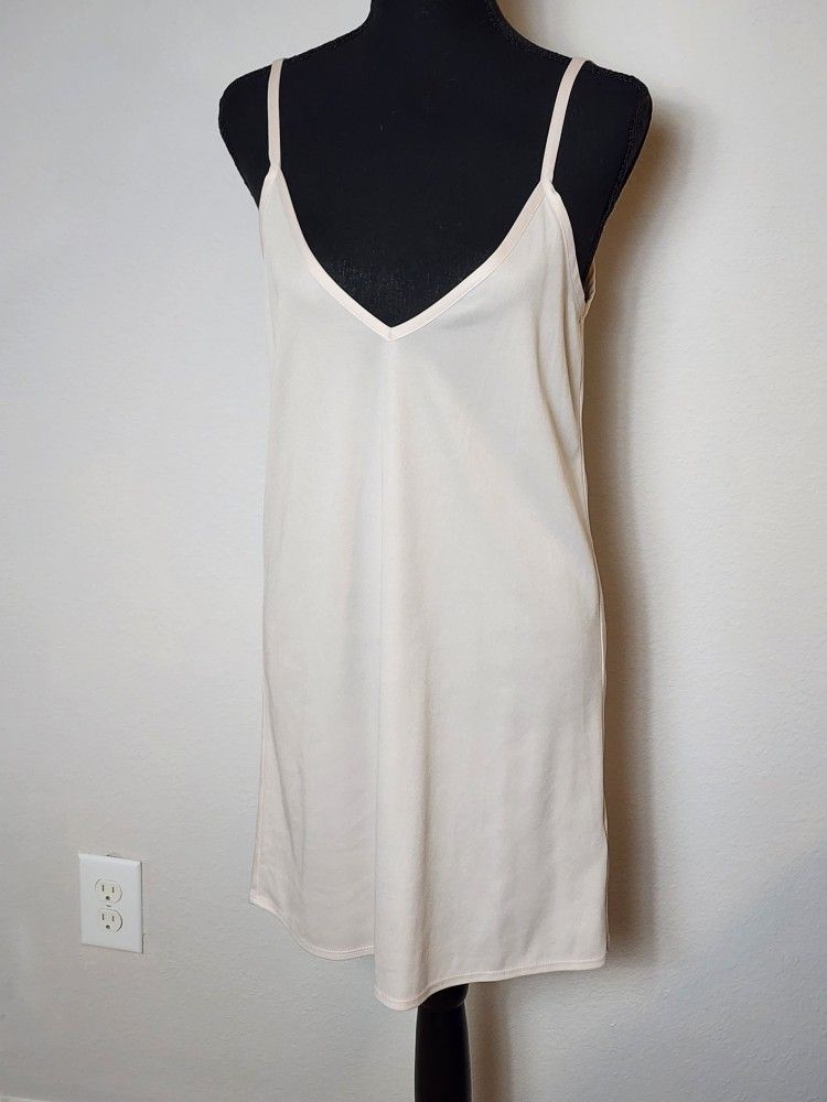 Women's Topshop White Tank Top Nightgown Nightie Size 8 Polyester Spaghetti Straps 