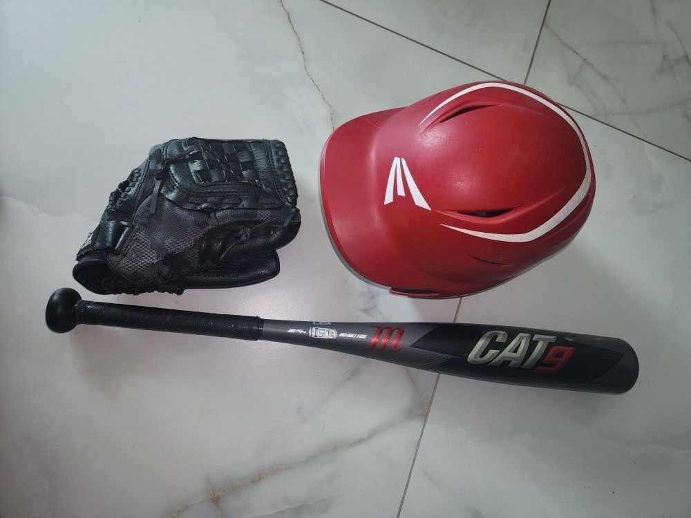 Baseball Gear (Helmet, Bat, Glove)