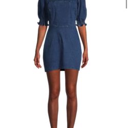 Betsey Johnson denim dress. Puff sleeve with back zipper closure S