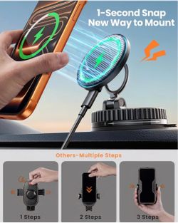 15W MagSafe Car Mount Charger, Vacuum Magnetic Phone Holders