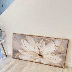 White Floral & Gold Framed Canvas