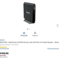 NETGEAR Nighthawk AC1900 WiFi Cable Modem Router