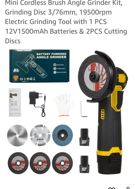 New Mini Angle Grinder 2 Batteries 