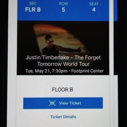 Justin Timberlake Tue 5/21 Floor B $250/each ticket 