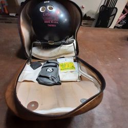 Bowling ball, leather bag, wrist support  and shoes (good condition)