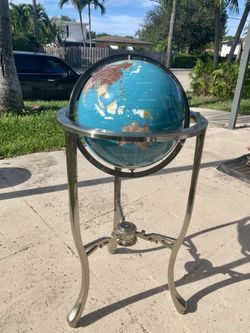 Semiprecious Stone Standing Floor Globe Vintage